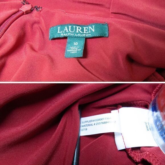NWOT Lauren Ralph Lauren matte jersey jewel feature dress,‎ Ruby red, Size 10 - Picture 8 of 13